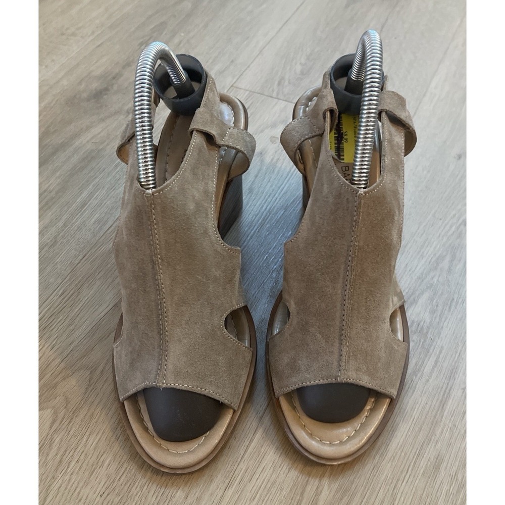 Barbara Barbieri Nude Suede Leather Women's 9 Slingback‎ Stack Wedge Heel Italy